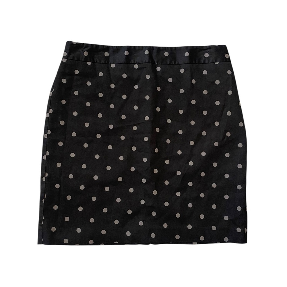 LOFT Black Silver Polka Dot A-Line Skirt